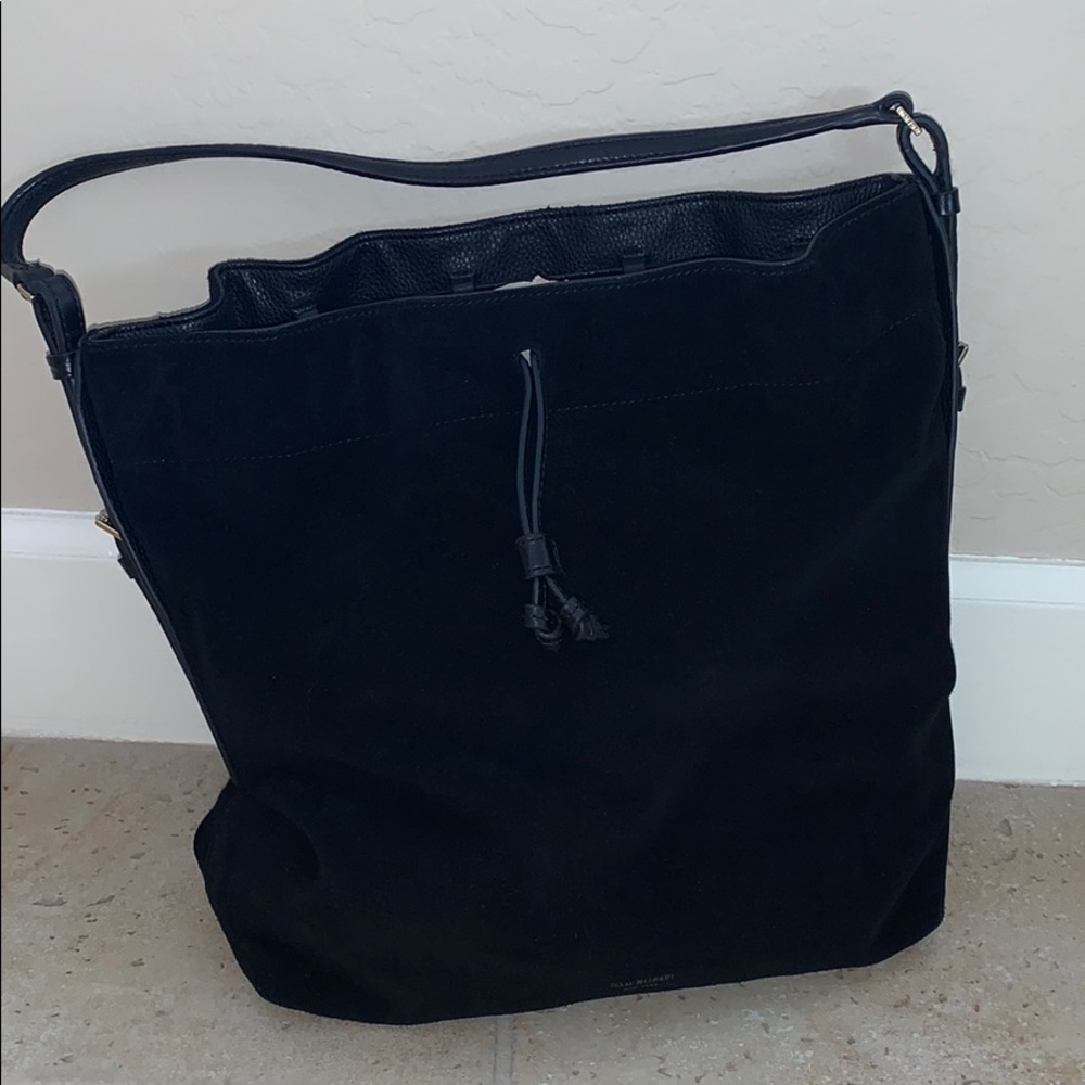 Isaac Mizrahi Black Suede Bucket Bag